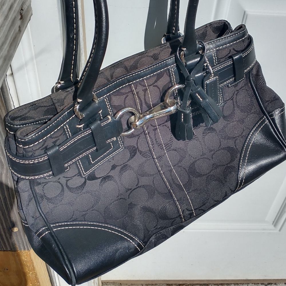 Coach Authentic black logo satchel